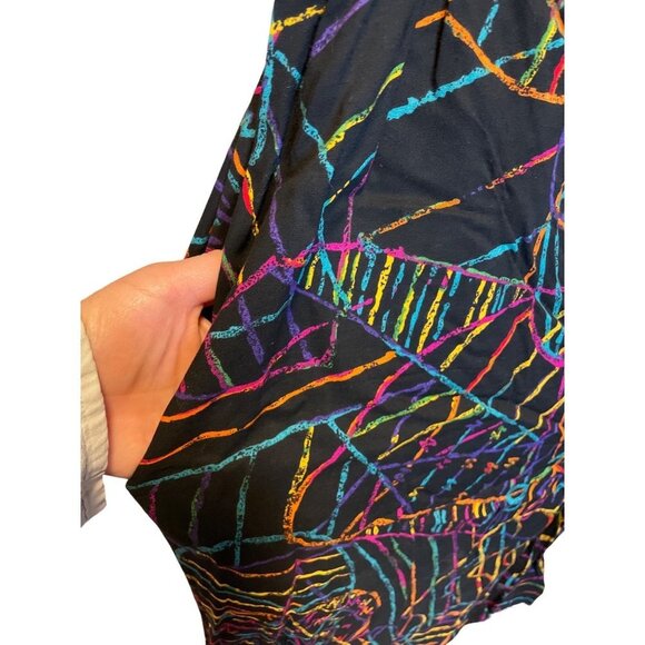 Vintage 90s Black Multicolor Squiggles Made in USA Basic Editions Shorts Sz 18 - Picture 5 of 11